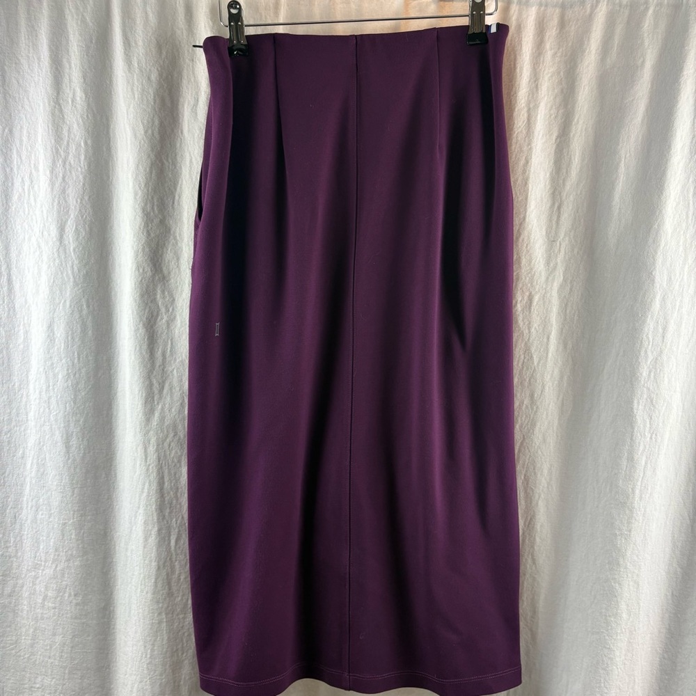 Serenity Double Knit Pencil Skirt in Mulberry(wine) Color 10 - Picture 3 of 9